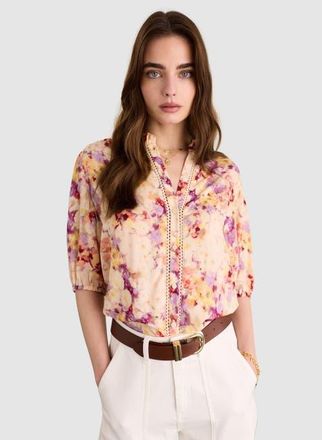 Baukjen Celia 3/4 Sleeve Printed Blouse in Violet Watercolour Floral at Nordstrom, Size 12