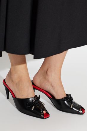 Alexander McQueen Leather Heeled Mules, Womens, Black