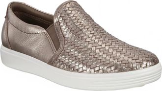 Ecco Womens Soft 7 Slip On Shoe In Stone Metallic