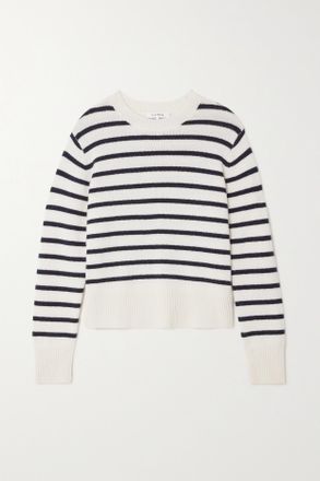 Frame Denim Pullover In Cashmere A Righe - Bianco