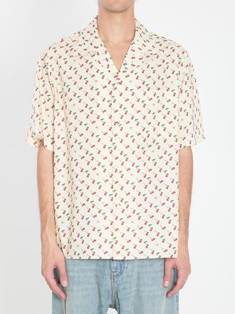 Valentino Garavani Mens Bowling Cherryfic Shirt - Ivory Cotton - Size EU 48 (Mens)