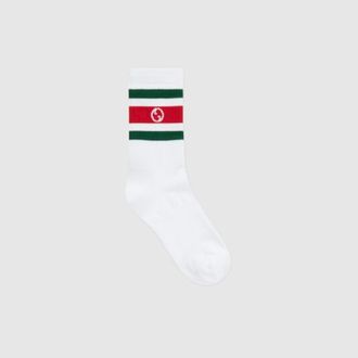 Gucci Round Interlocking G Cotton Socks, Size Medium