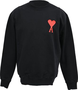 Ami Crewneck Logo Sweatshirt in Black Cotton