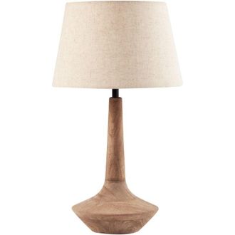 Beliani Beliani - Modern Standing Table Lamp Fabric Cotton Linen Shade 54 cm Single Light Mango Wood Base Dark Brown Godawari