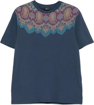 Etro T-shirt in cotone con stampa paisley - Blu