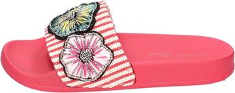 Coral Blue Sliders, female, Red, Size: 7 US Textile Womens Sandals Stylish Comfort