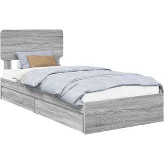 vidaXL Cama Con Almacenamiento Con Cabecera Gris Sonoma 75 X 190 Cm Vidaxl