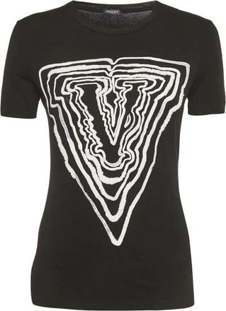 Versace T-shirt con logo ricamato - Nero