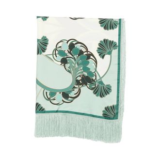 La DoubleJ Silky Scarves, female, Green, Size: ONE SIZE Reversible Fringe Carre Scarf