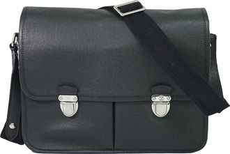 Louis Vuitton Alexei Messenger Taiga Leather Black Leather Handbag (Pre-Owned)