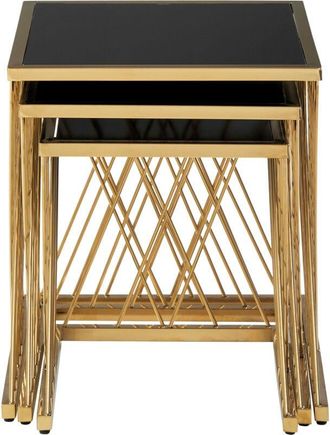 Premier Housewares Interiors by Premier Verstile Set Of 3 Nesting Tables, Contemporary Design Side Tables, Elegant And Functional Square Tables