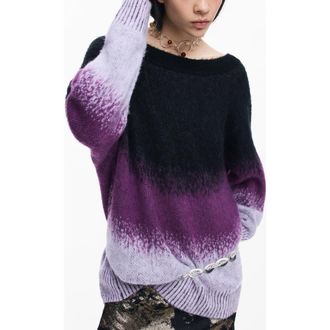 Desigual Ombr&eacute; Sweater in Purple Multi at Nordstrom, Size Medium