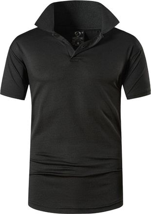 Jeansian Mens Sport Outdoor Quick Dry Fit Short Sleeves Polo Tee Shirt Tshirt T-Shirt Tops Golf Tennis Bowling LSL195, Lsl327_realblack, XL