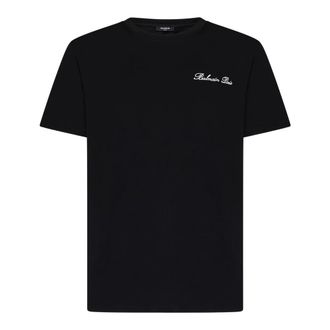 Balmain T-Shirts, male, Black, XL, Loose T-shirt with Signature Embroidery