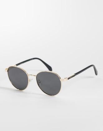 Polaroid Sunglasses Polaroid - Occhiali da sole rotondi dorati con lenti polarizzate grigie-Oro
