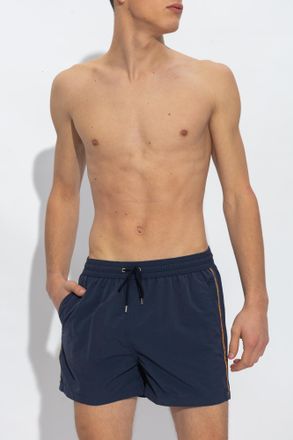 Paul Smith Swim Shorts With Side Stripes, Mens, Navy Blue