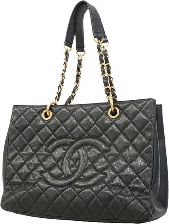 Chanel Black Grained Calfskin Tote Bag (Pre-Owned)