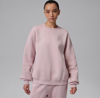 Nike Jordan Womens Jordan Brooklyn Fleece Crew-Neck Sweatshirt in Pink | FV7074-627