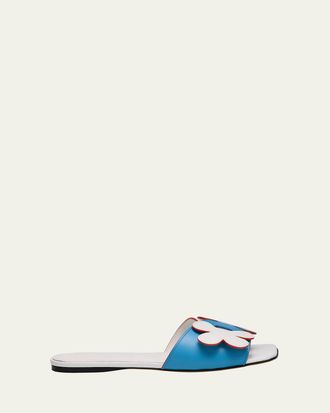 Marni Flower Leather Slide Sandals