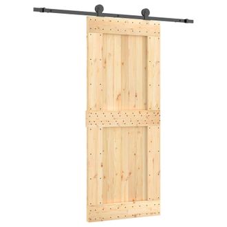 vidaXL Puerta Corredera Natural Y Negro 85 X 210 Cm Vidaxl