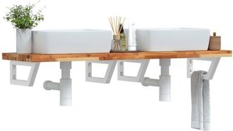 vidaXL Estante De Lavabo De Pared Acero Y Madera Maciza De Acacia Vidaxl