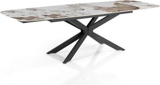 Oresteluchetta Mesa extensible cer&aacute;mica m&aacute;rmol &oacute;nice acero negro 75x160-240 cm
