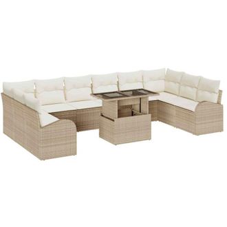 vidaXL Conjunto De Sof&aacute; De Jard&iacute;n 11 Pcs Beige Polirat&aacute;n Vidaxl