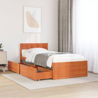 vidaXL Estructura De Cama Sin Colch&oacute;n Madera Maciza Marr&oacute;n 90x190 Cm Vidaxl