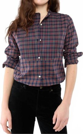 Ann Mashburn Hattie Shirt In Navy/red Stewart Tartan Poplin