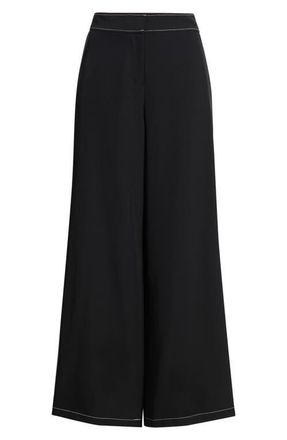 Tahari by ASL Wide Leg Pants in Black White at Nordstrom, Size 10