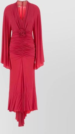 Blumarine jersey dress asymmetric hem draped neckline