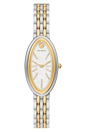 Tory Burch The Oval Elongated Bracelet Watch, 22mm x 38mm in Two Tone at Nordstrom