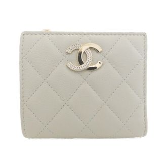 Chanel Light Gray Grained Calfskin Wallet (Bi-Fold) (Pre-Owned)