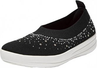 FitFlop Womens Uberknit Ombre Crystal Ballerinas Sneaker Flats In Black
