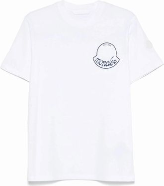 Moncler Mens Archive Line Logo T-shirt White - Size: 38