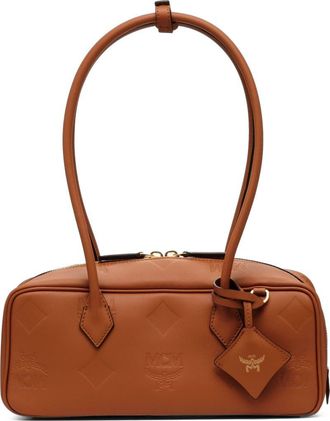 MCM Small Aren East West Shoulder Bag in Maxi Monogram Leather in Mocha Bisque at Nordstrom
