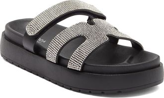 Top Moda Kemper Rhinestone Embellished Slide Sandal in Black at Nordstrom Rack, Size 7.5