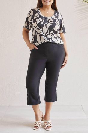 Tribal Flatten It Pull On Capri - Plus In Black
