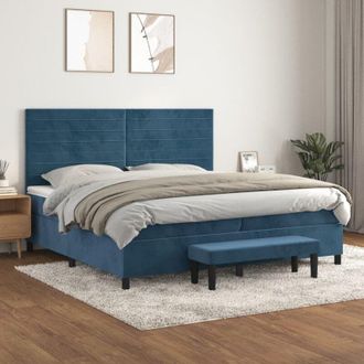 vidaXL Cama Box Spring Con Colch&oacute;n Terciopelo Azul Oscuro 200x200 Cm Vidaxl