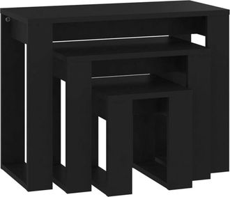 vidaXL Vidaxl - Tavolini Impilabili 3 pz Neri in Legno Multistrato