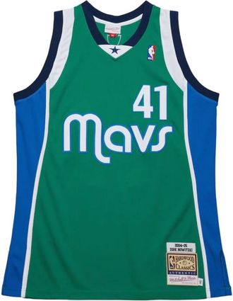 Mitchell & Ness Dirk Nowitzki Dallas Mavericks Shirt 2004 - Heren - Fitness - Groen - S - Polyester - Fitness