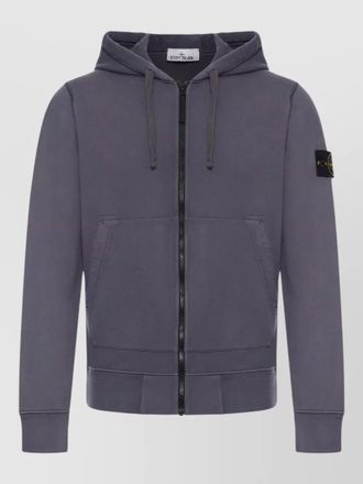 Stone Island hooded zip jacket drawstring ribbed cuffs