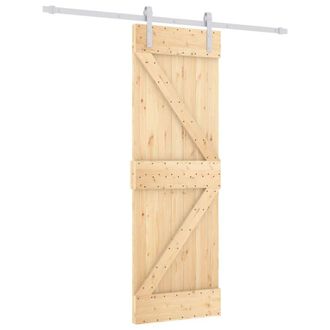 Berkfield Home Sliding Door with Hardware Set 70x210 cm Solid Wood Pine in Light Tan