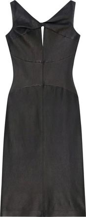 Givenchy Kleedjes, Dames, Zwart, S, Leer, Twisted Leather Midi Jurk