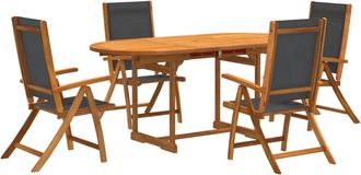 vidaXL Juego Comedor De Jard&iacute;n 5 Pzas Madera Maciza Acacia Y Textileno Vidaxl