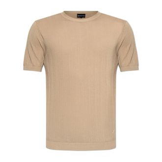 Emporio Armani T-Shirts, male, Beige, Size: 2XL Crew Neck T-Shirt