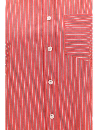 Ganni Womens Striped Cotton Shirt High Risk Red