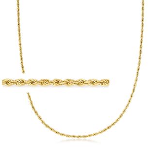 Ross-Simons 2mm 18kt Gold Over Sterling Rope-Chain Necklace