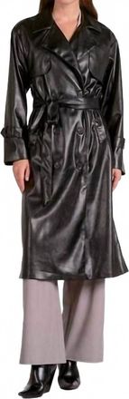 Elan Womens Florentine Leather Trench Coat In Black