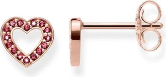 Thomas Sabo Hartvormige Ros&eacute;gouden Oorbellen - Dames - Oorbellen - Roze - ONE Size - Accessoires